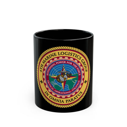 4th Marine Logistics Group In Omnia Paratus (USMC) Black Coffee Mug-11oz-The Sticker Space