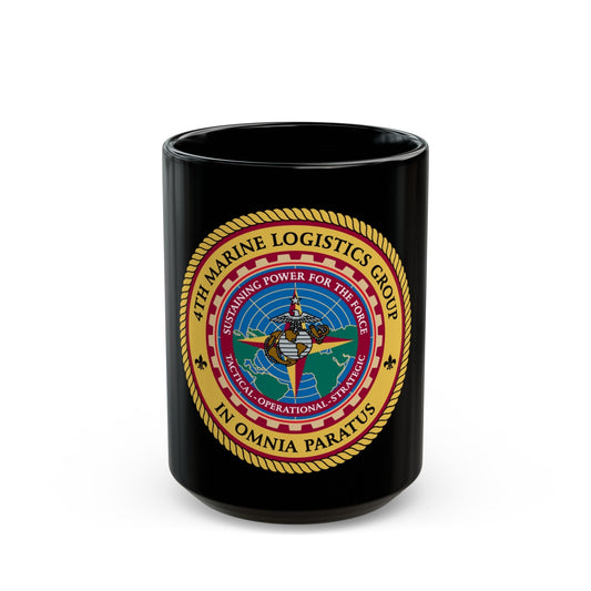 4th Marine Logistics Group In Omnia Paratus (USMC) Black Coffee Mug-15oz-The Sticker Space