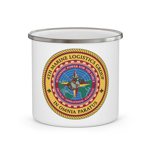 4th Marine Logistics Group In Omnia Paratus (USMC) Enamel Mug-12oz-The Sticker Space