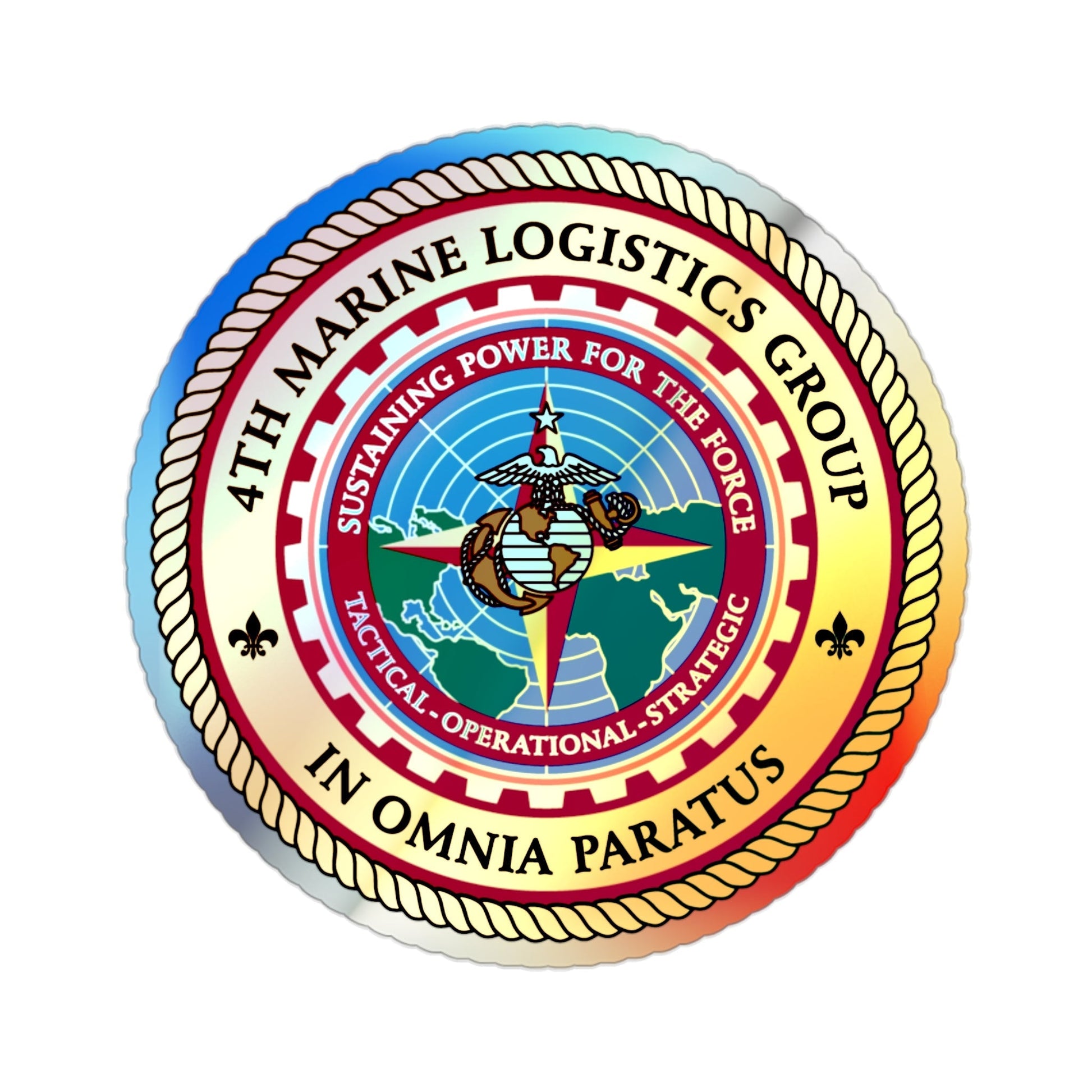 4th Marine Logistics Group In Omnia Paratus (USMC) Holographic STICKER Die-Cut Vinyl Decal-2 Inch-The Sticker Space