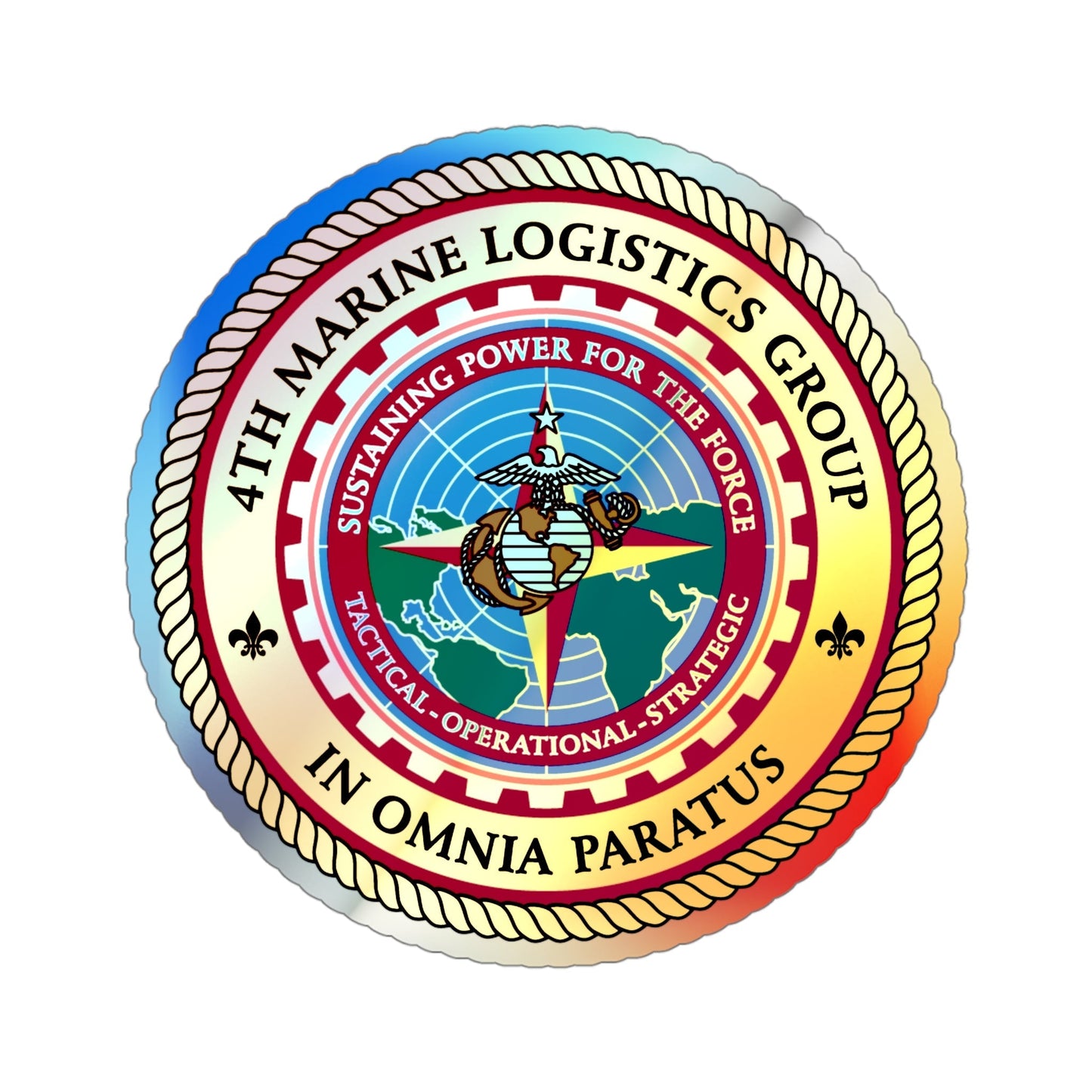 4th Marine Logistics Group In Omnia Paratus (USMC) Holographic STICKER Die-Cut Vinyl Decal-4 Inch-The Sticker Space