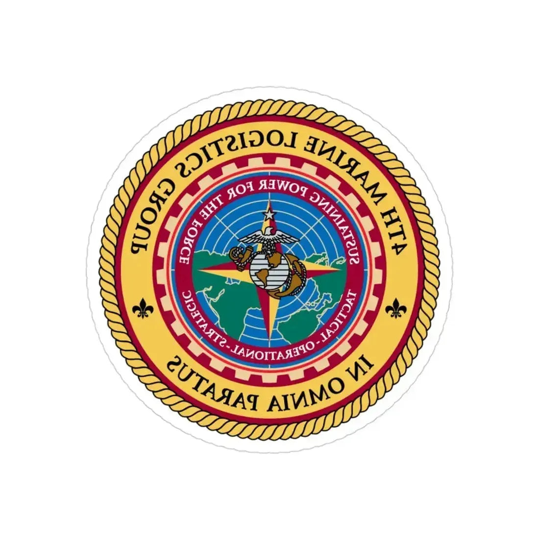 4th Marine Logistics Group In Omnia Paratus (USMC) REVERSE PRINT Transparent Die-Cut STICKER 3 Inch Die-Cut Transparent - The Sticker Space