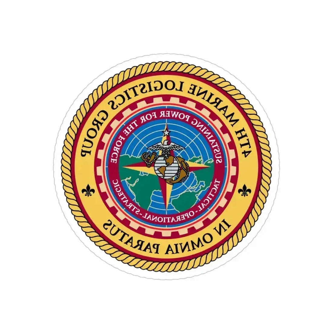 4th Marine Logistics Group In Omnia Paratus (USMC) REVERSE PRINT Transparent Die-Cut STICKER 5 Inch Die-Cut Transparent - The Sticker Space