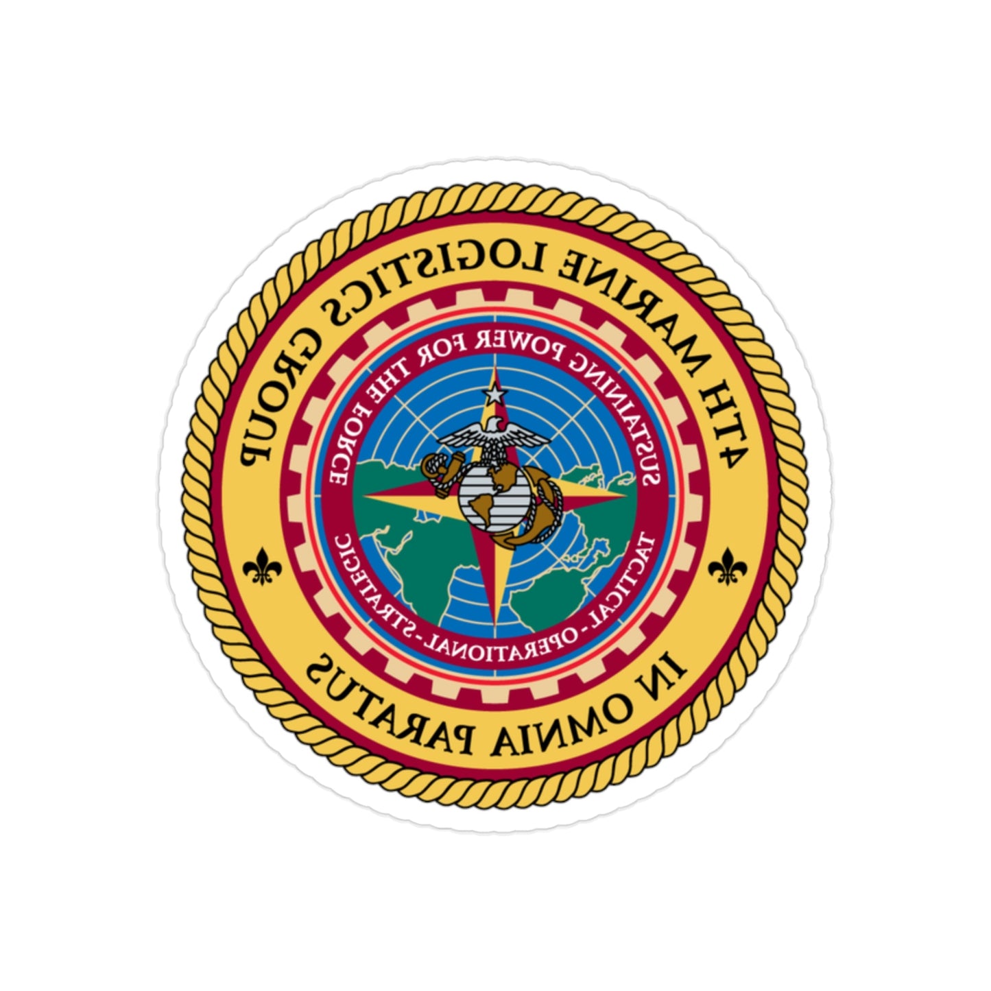 4th Marine Logistics Group In Omnia Paratus (USMC) REVERSE PRINT Transparent STICKER-2" × 2"-The Sticker Space