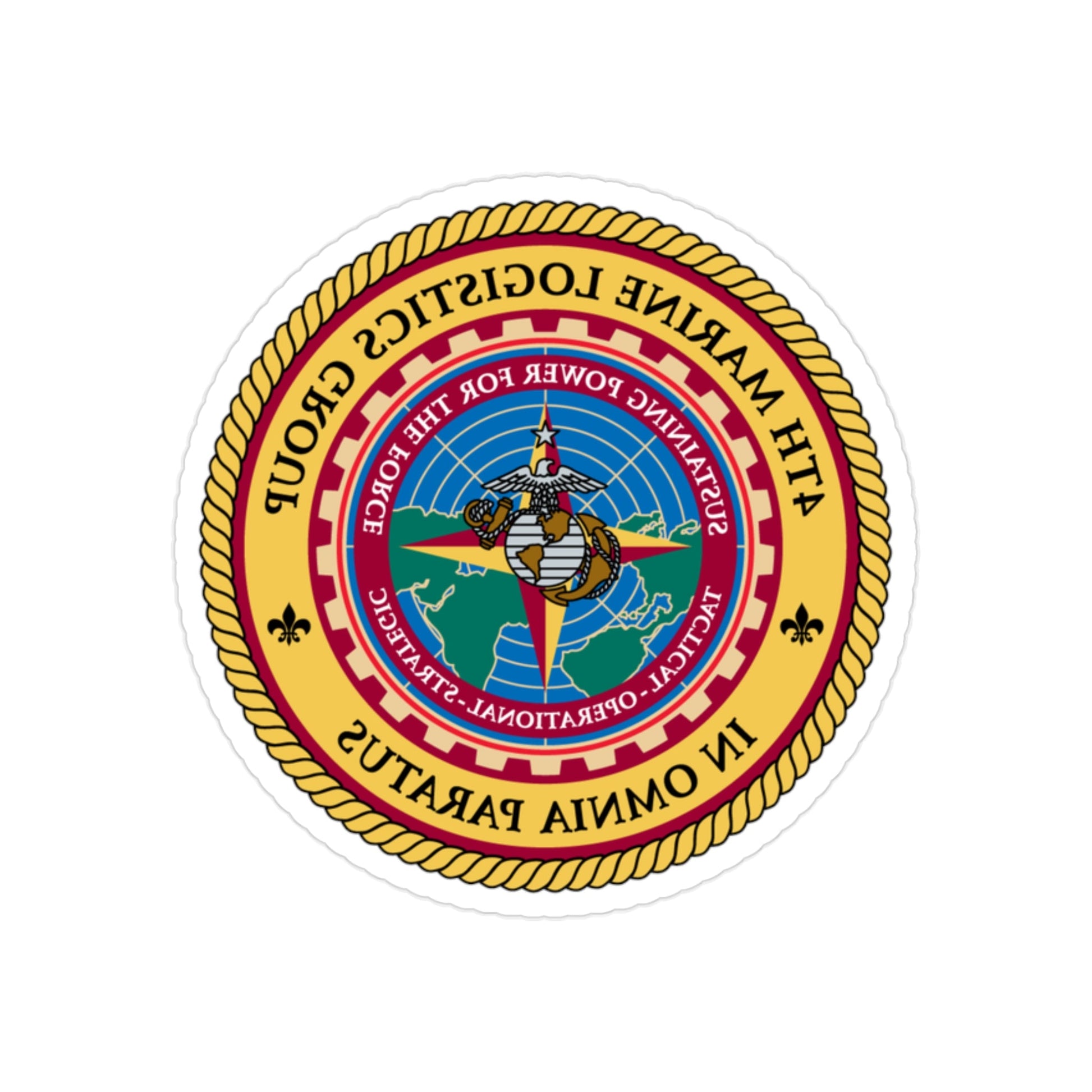 4th Marine Logistics Group In Omnia Paratus (USMC) REVERSE PRINT Transparent STICKER-2" × 2"-The Sticker Space