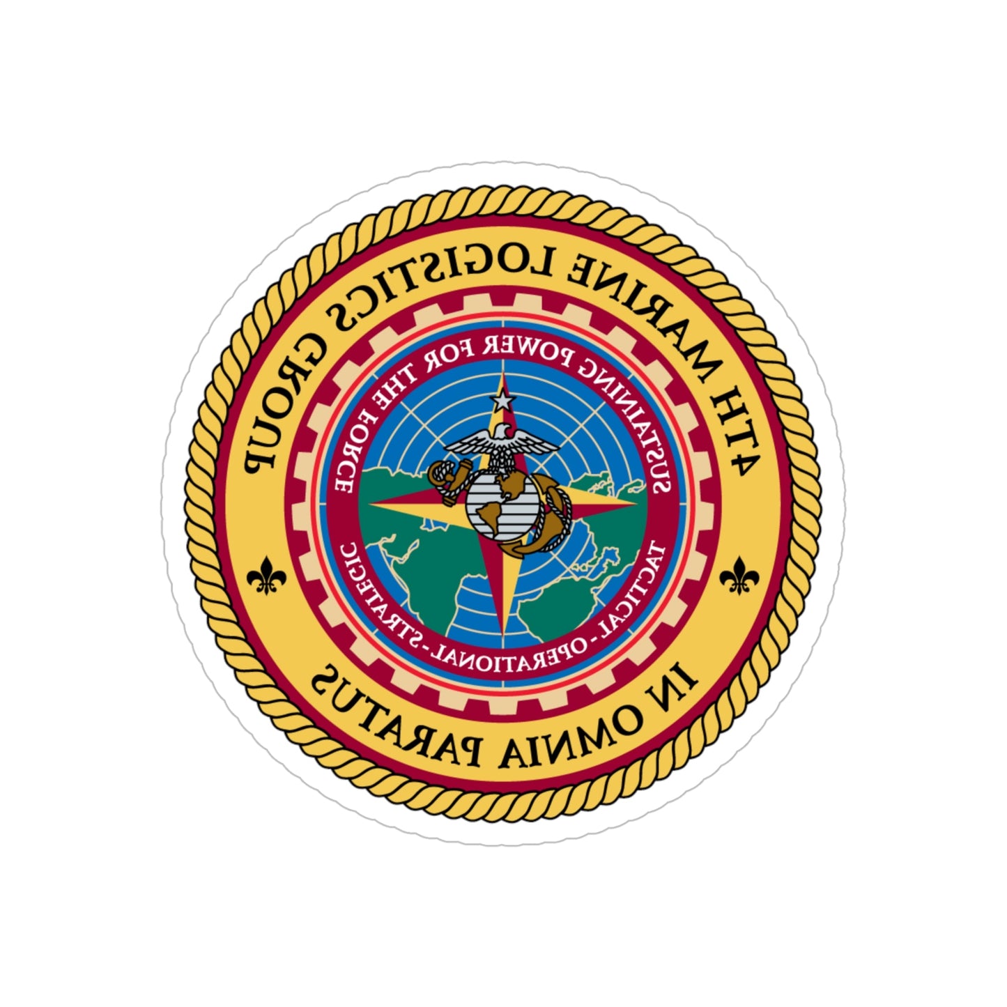 4th Marine Logistics Group In Omnia Paratus (USMC) REVERSE PRINT Transparent STICKER-6" × 6"-The Sticker Space