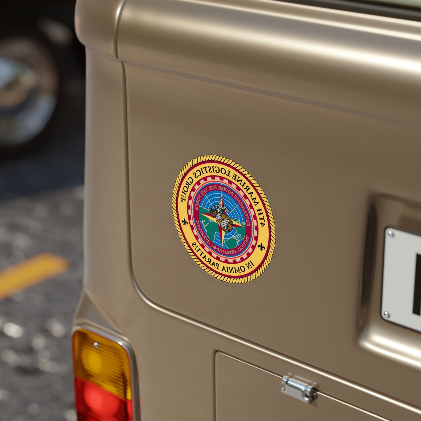 4th Marine Logistics Group In Omnia Paratus (USMC) REVERSE PRINT Transparent STICKER-The Sticker Space