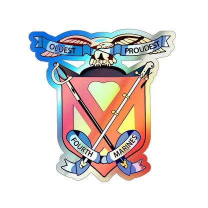 4th Marine Regiment (USMC) Holographic STICKER Die-Cut Vinyl Decal 5 Inch Holographic - The Sticker Space