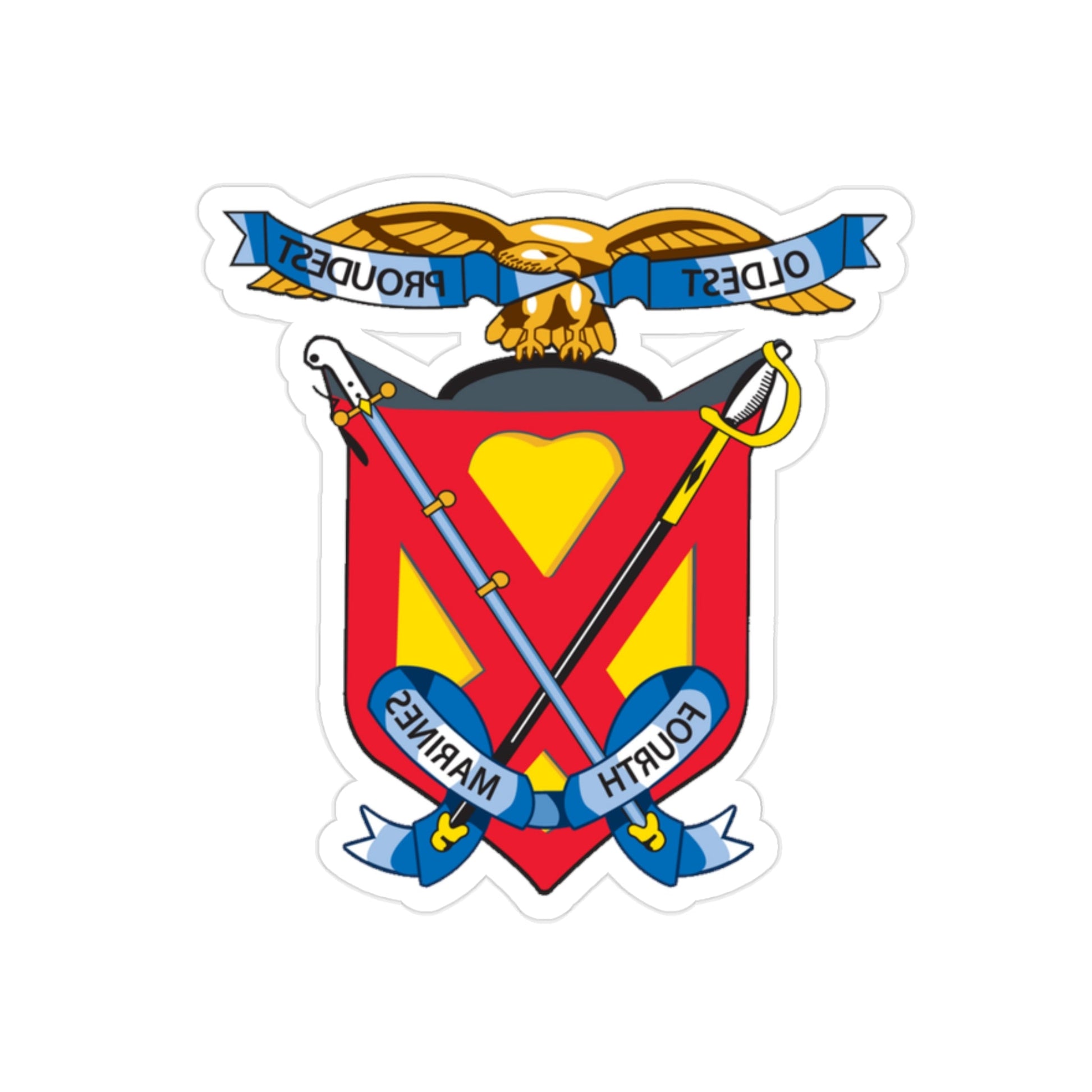 4th Marine Regiment (USMC) REVERSE PRINT Transparent STICKER-2" × 2"-The Sticker Space