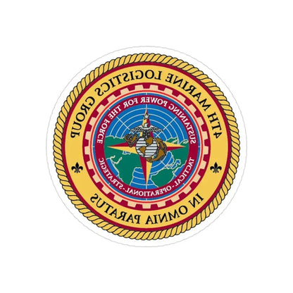 4th MLG 4th Marine Logistics Group (USMC) REVERSE PRINT Transparent Die-Cut STICKER 3 Inch Die-Cut Transparent - The Sticker Space