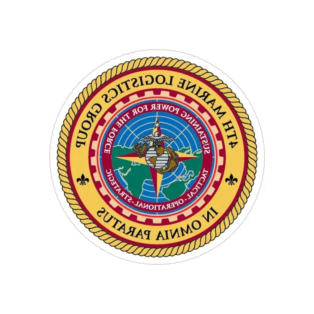 4th MLG 4th Marine Logistics Group (USMC) REVERSE PRINT Transparent Die-Cut STICKER 4 Inch Die-Cut Transparent - The Sticker Space