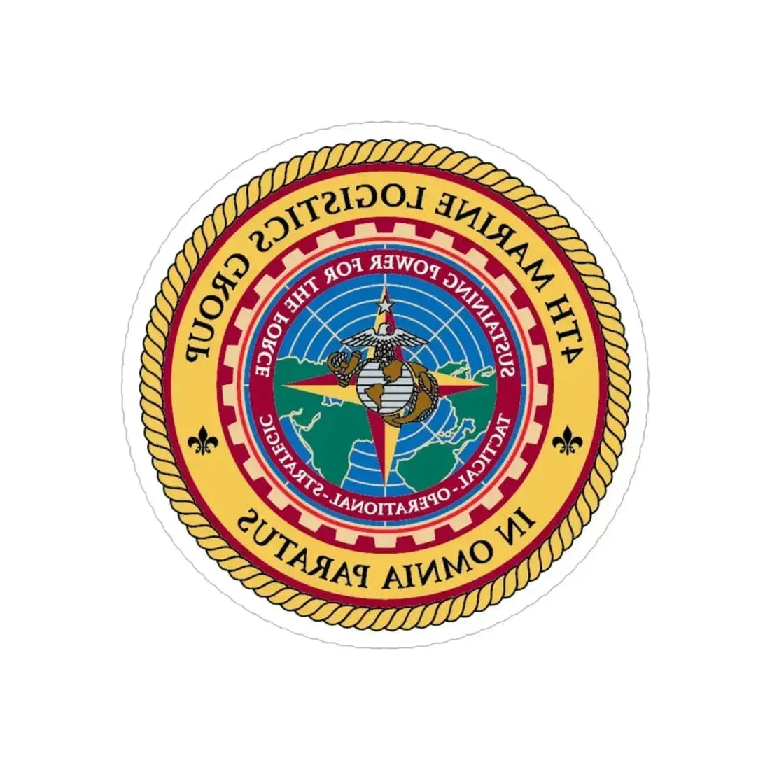4th MLG 4th Marine Logistics Group (USMC) REVERSE PRINT Transparent Die-Cut STICKER 5 Inch Die-Cut Transparent - The Sticker Space