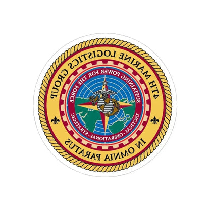 4th MLG 4th Marine Logistics Group (USMC) REVERSE PRINT Transparent Die-Cut STICKER 5 Inch Die-Cut Transparent - The Sticker Space