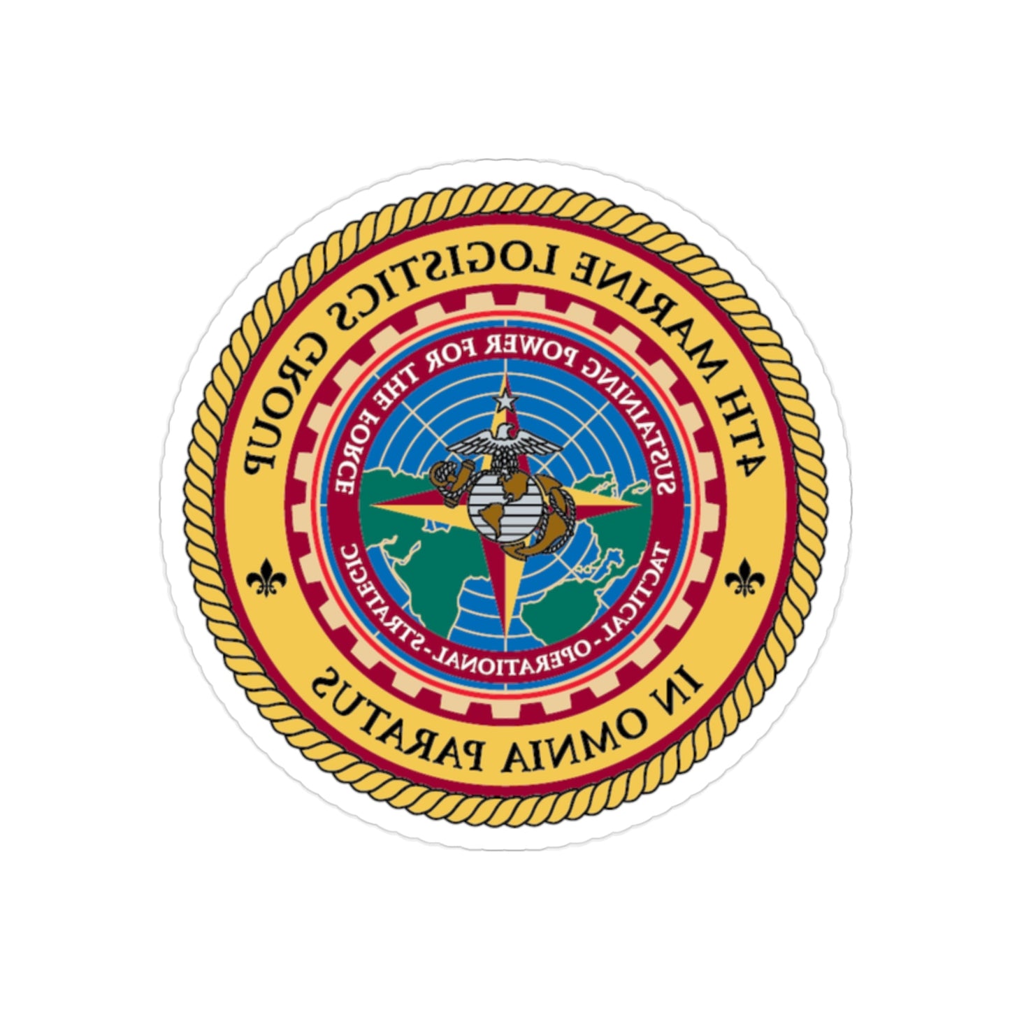 4th MLG 4th Marine Logistics Group (USMC) REVERSE PRINT Transparent STICKER-2" × 2"-The Sticker Space