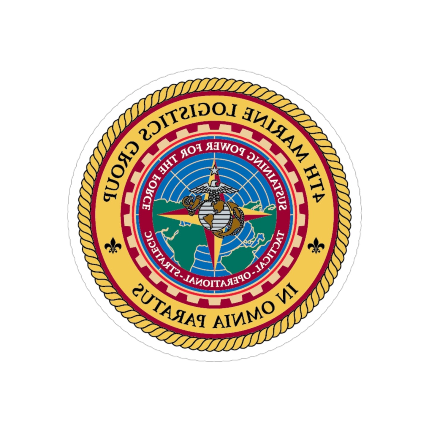 4th MLG 4th Marine Logistics Group (USMC) REVERSE PRINT Transparent STICKER-3" × 3"-The Sticker Space