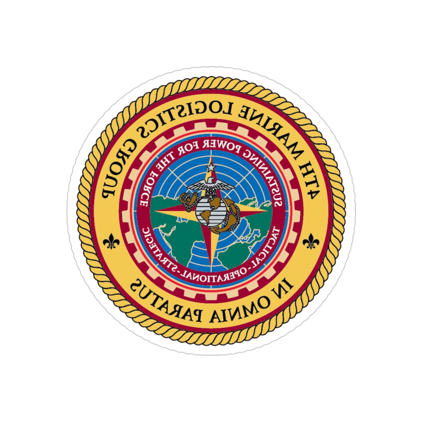 4th MLG 4th Marine Logistics Group (USMC) REVERSE PRINT Transparent STICKER-4" × 4"-The Sticker Space