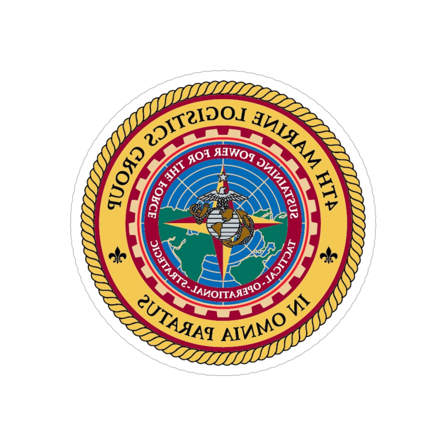 4th MLG 4th Marine Logistics Group (USMC) REVERSE PRINT Transparent STICKER-5" × 5"-The Sticker Space