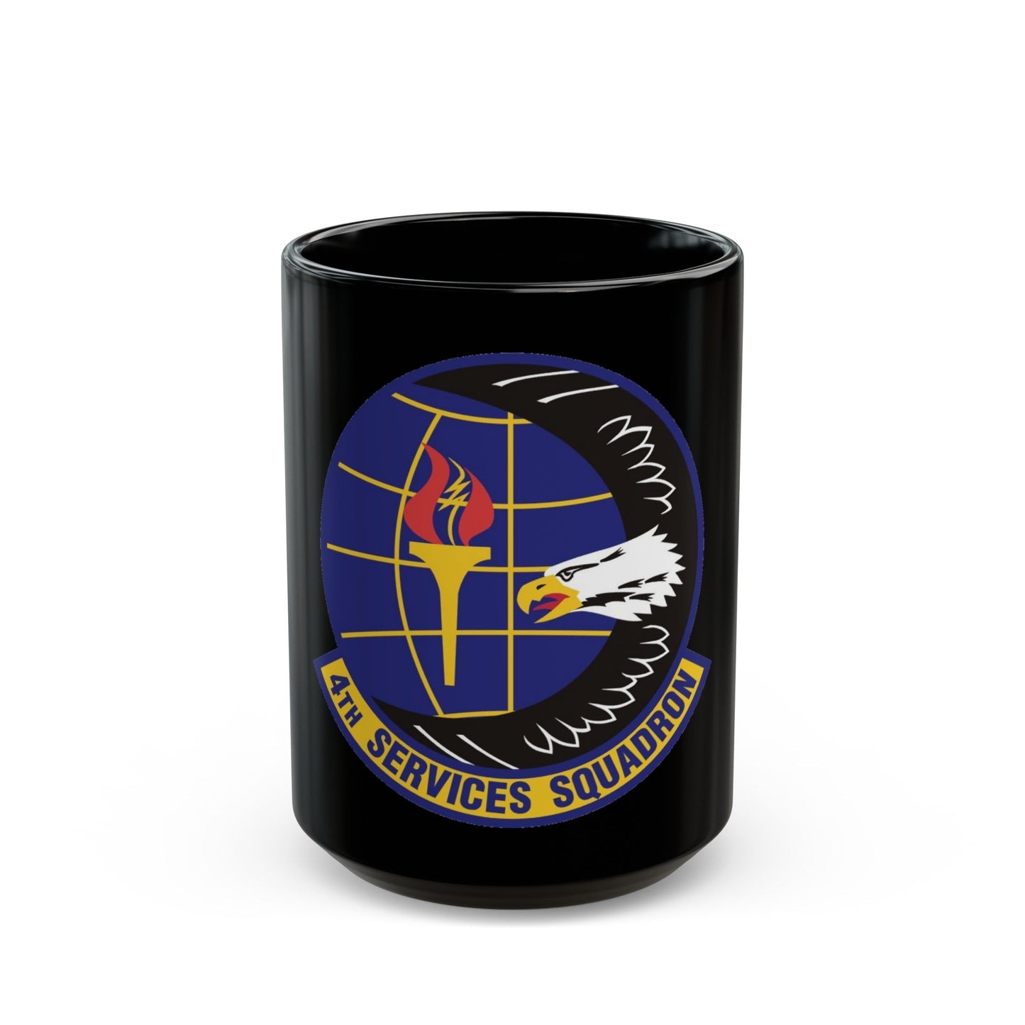 4th Services Squadron (U.S. Air Force) Black Coffee Mug-15oz-The Sticker Space