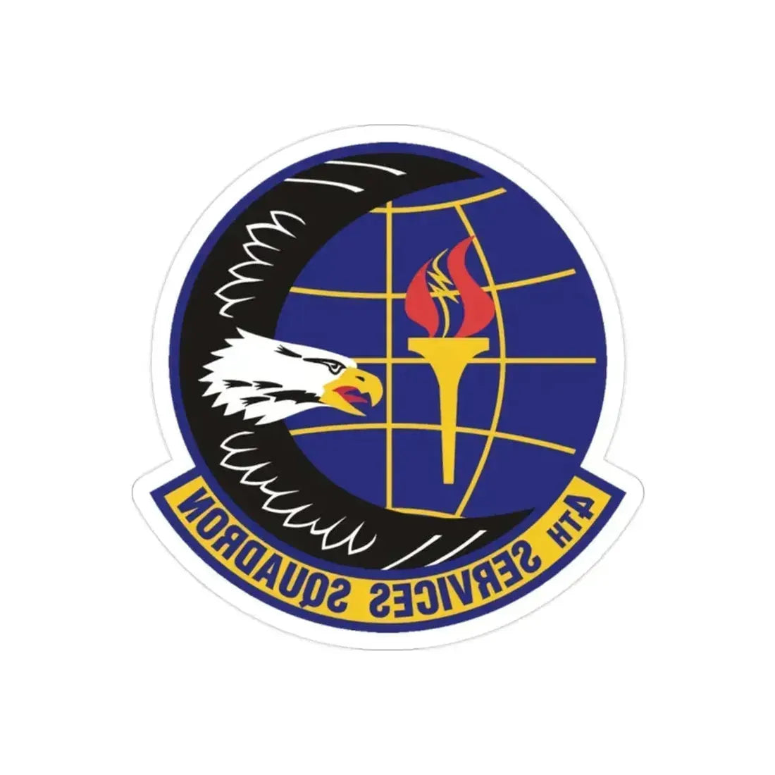 4th Services Squadron (U.S. Air Force) REVERSE PRINT Transparent Die-Cut STICKER 2 Inch Die-Cut Transparent - The Sticker Space