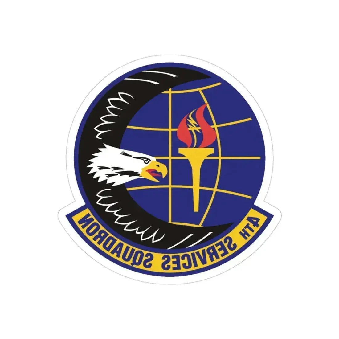 4th Services Squadron (U.S. Air Force) REVERSE PRINT Transparent Die-Cut STICKER 3 Inch Die-Cut Transparent - The Sticker Space