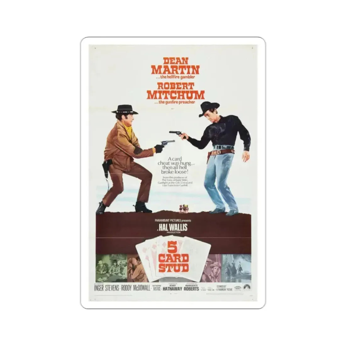 5 Card Stud 1968 Movie Poster STICKER Vinyl Die-Cut Decal 2 Inch - The Sticker Space