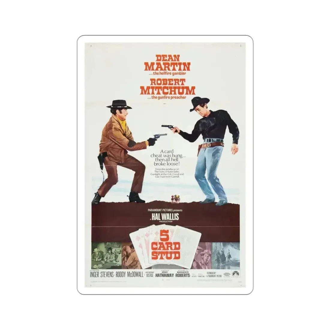 5 Card Stud 1968 Movie Poster STICKER Vinyl Die-Cut Decal 3 Inch - The Sticker Space