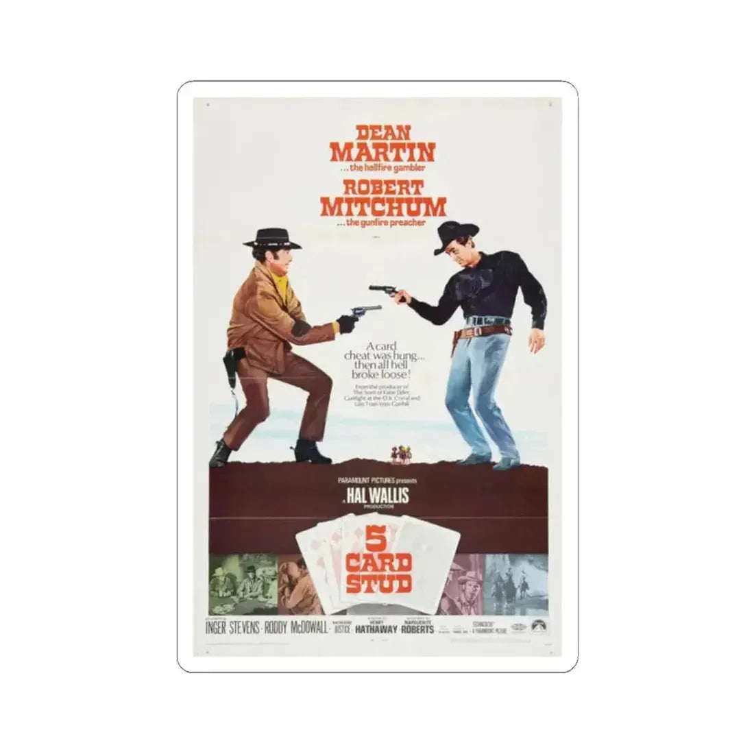 5 Card Stud 1968 Movie Poster - STICKER Vinyl Kiss-Cut Decal 2 Inch White - The Sticker Space