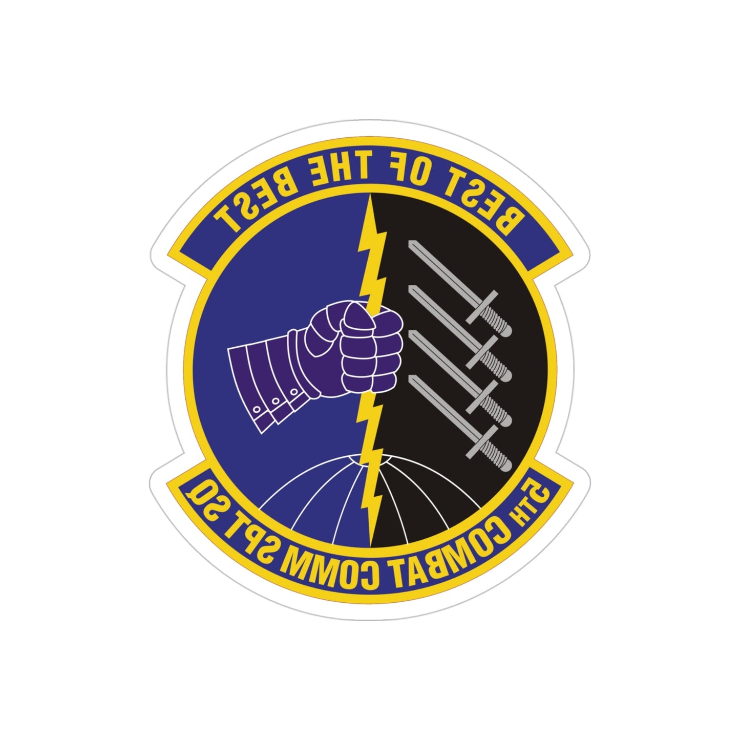 5 Combat Communications Support Squadron ACC (U.S. Air Force) REVERSE PRINT Transparent STICKER-4" × 4"-The Sticker Space