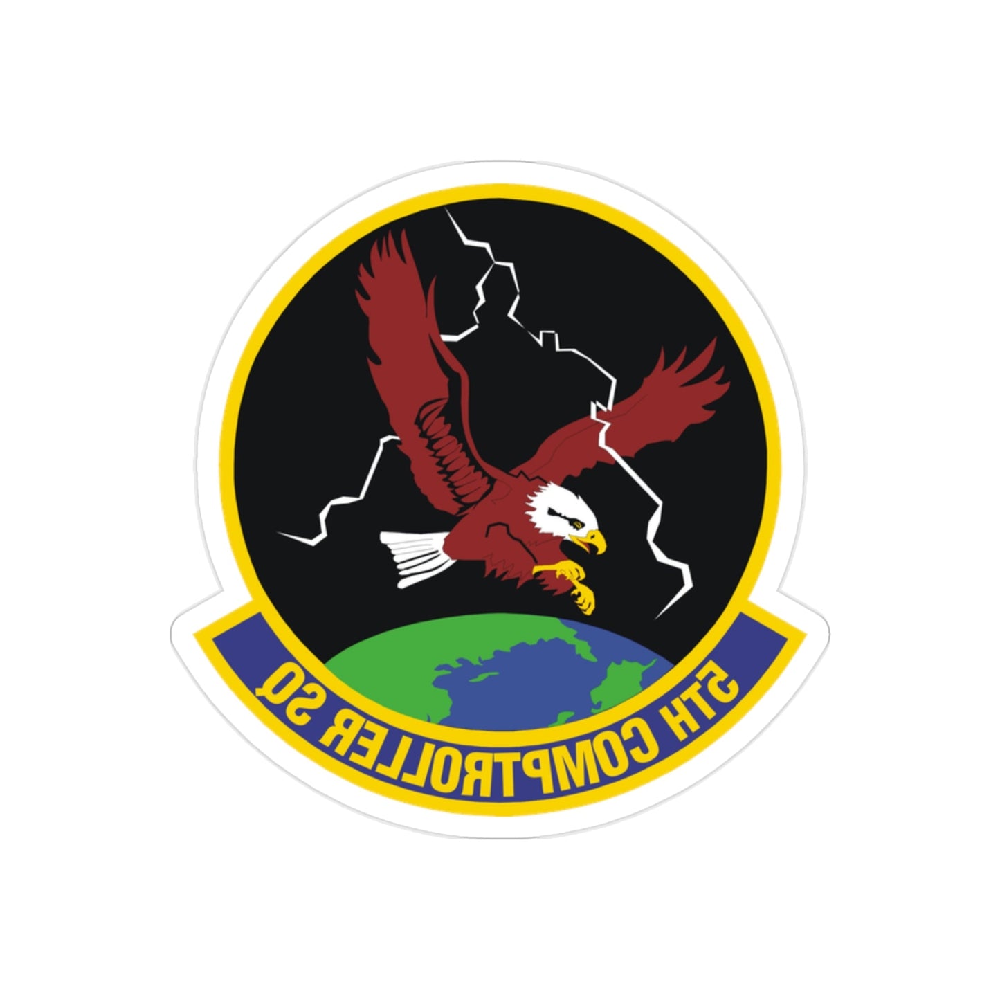 5 Comptroller Squadron AFGSC (U.S. Air Force) REVERSE PRINT Transparent STICKER-2" × 2"-The Sticker Space