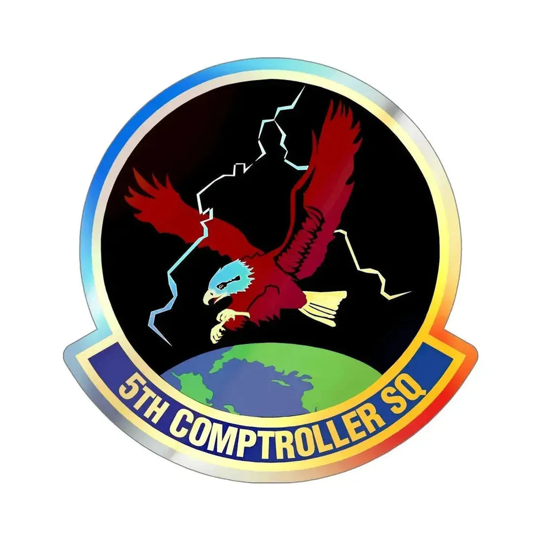 5 Comptroller Squadron AFGSC (U.S. Air Force) Holographic STICKER Die-Cut Vinyl Decal 5 Inch Holographic - The Sticker Space