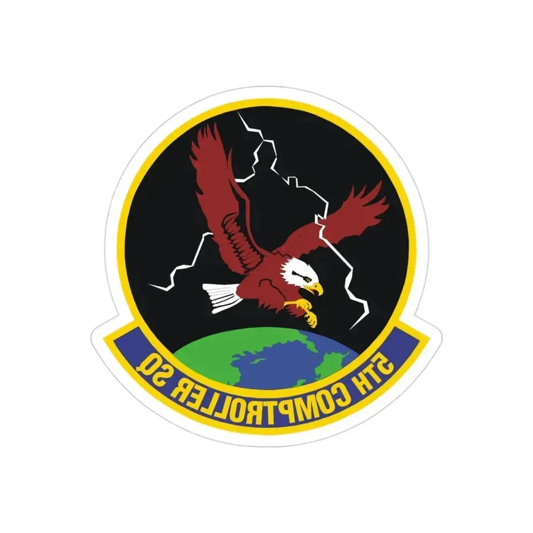 5 Comptroller Squadron AFGSC (U.S. Air Force) REVERSE PRINT Transparent Die-Cut STICKER 3 Inch Die-Cut Transparent - The Sticker Space