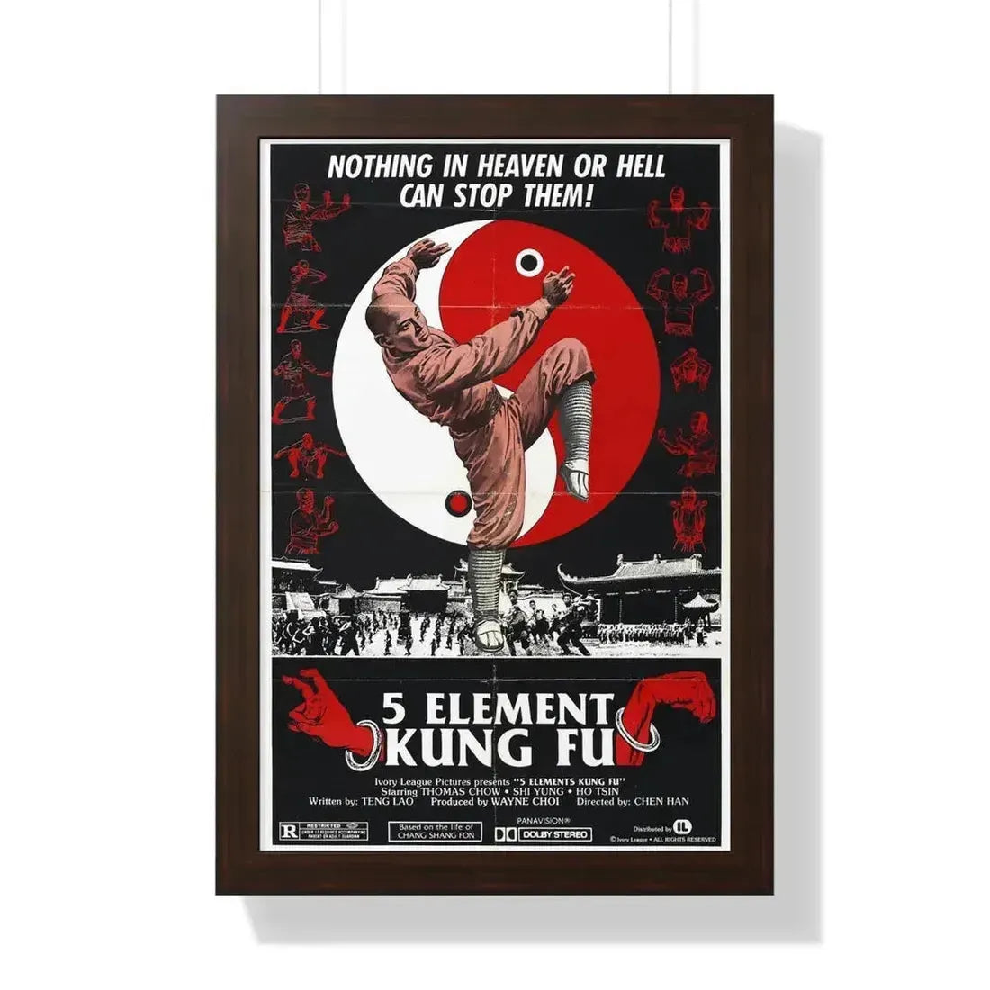 5 ELEMENT KUNG FU 1978 - Framed Movie Poster 16″ x 24″ Walnut - The Sticker Space