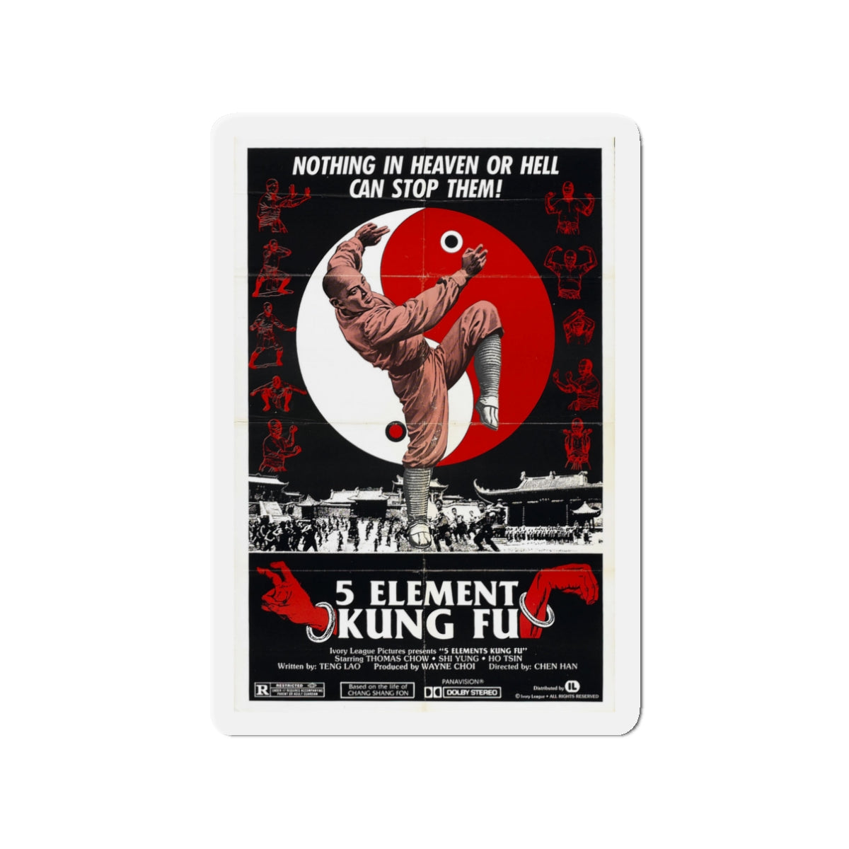 5 ELEMENT KUNG FU 1978 Movie Poster - Die-Cut Magnet-3" x 3"-The Sticker Space