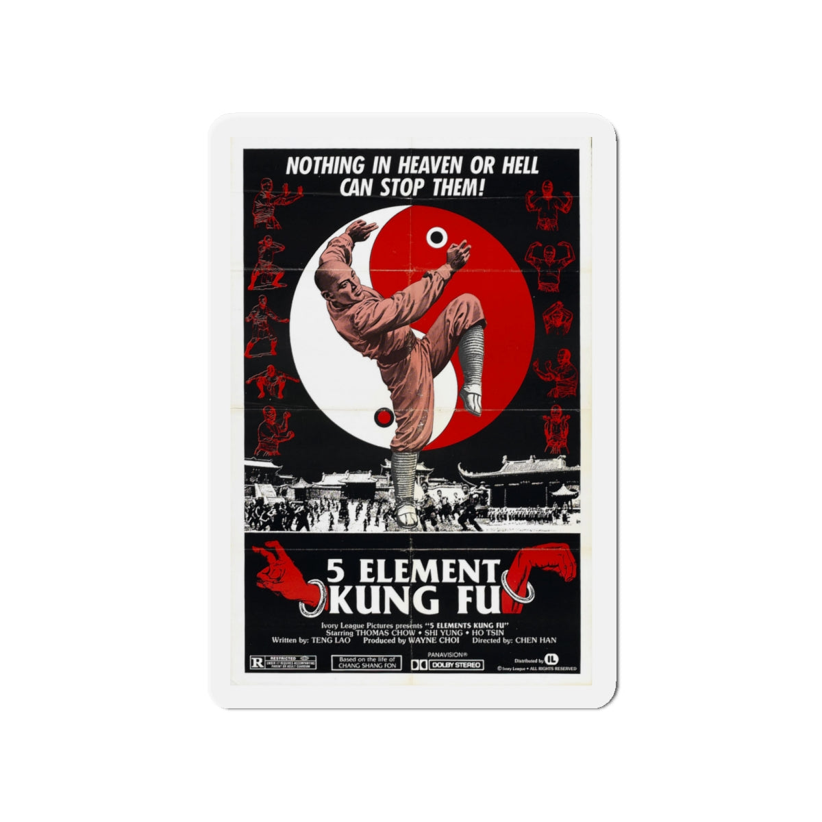 5 ELEMENT KUNG FU 1978 Movie Poster - Die-Cut Magnet-4" x 4"-The Sticker Space