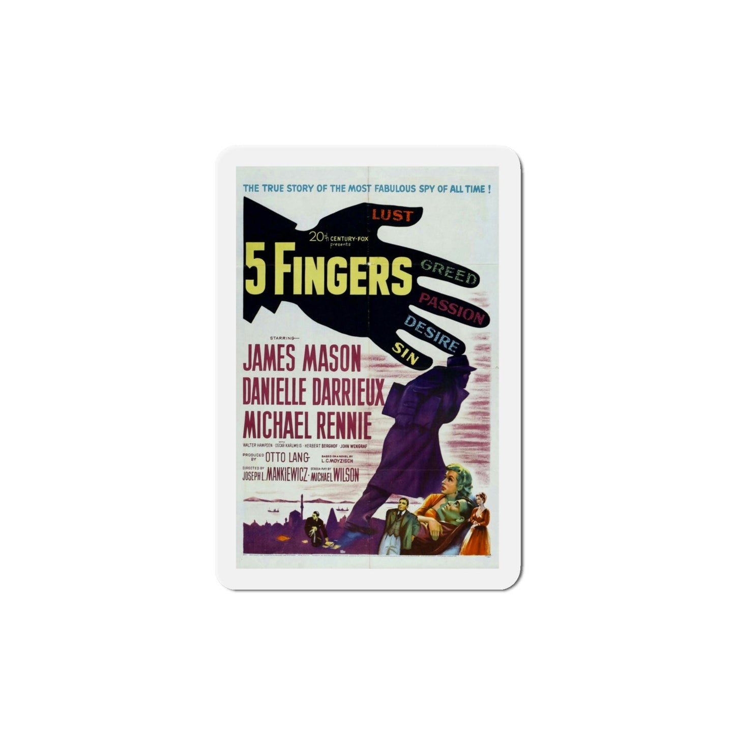 5 Fingers 1952 Movie Poster Die-Cut Magnet-4 Inch-The Sticker Space