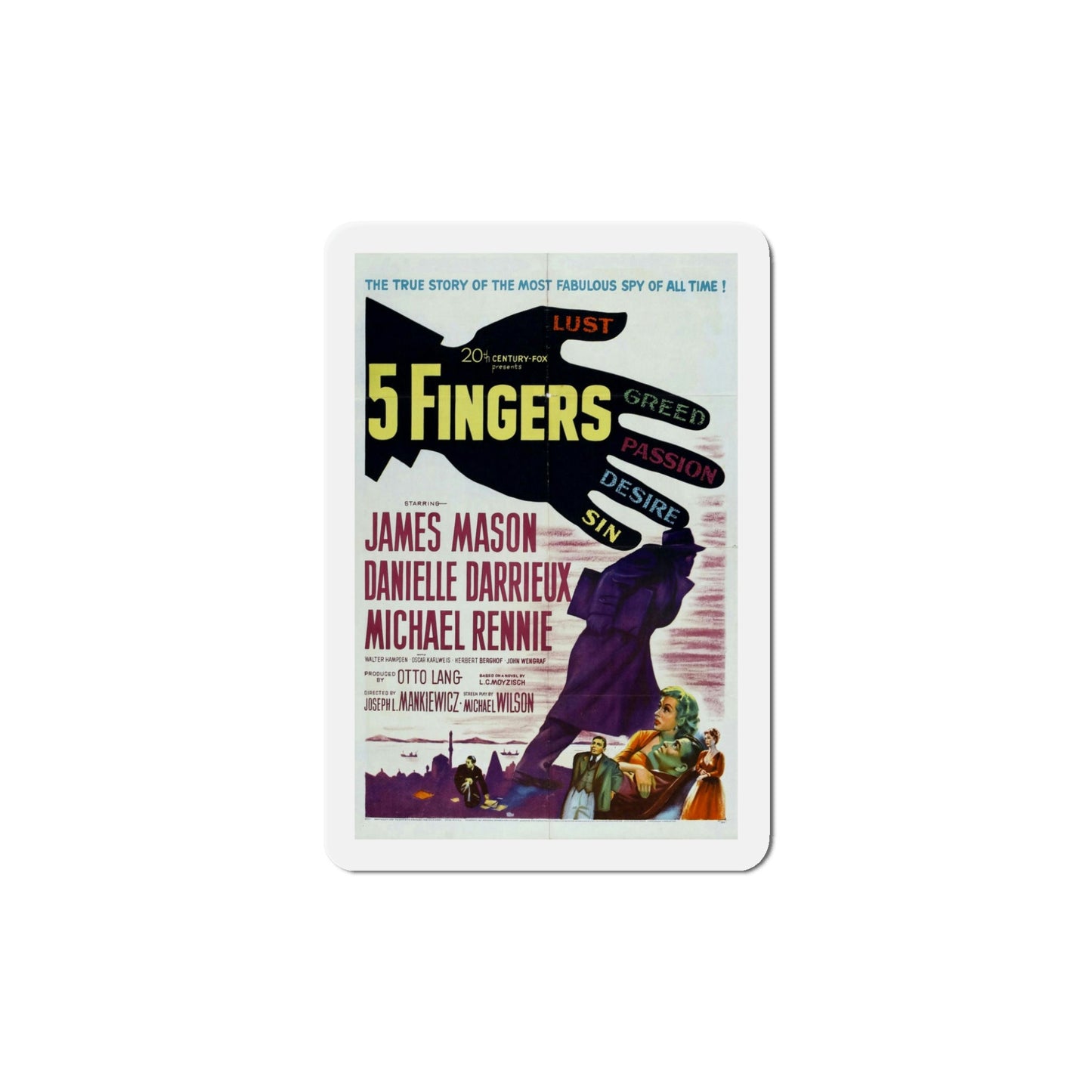 5 Fingers 1952 Movie Poster Die-Cut Magnet-5 Inch-The Sticker Space