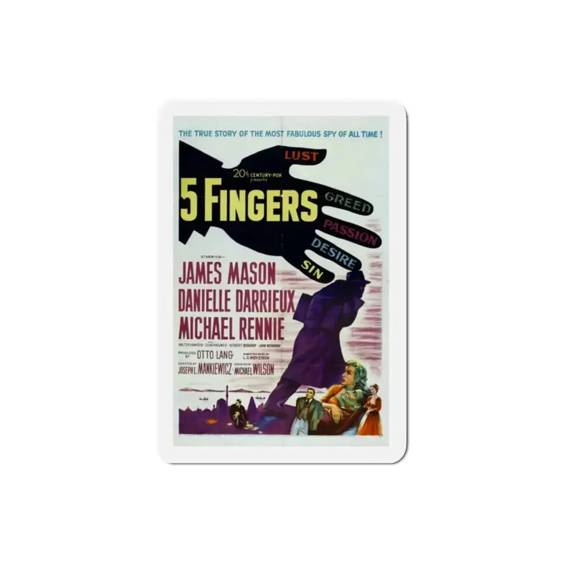 5 Fingers 1952 Movie Poster Refrigerator Magnet - The Sticker Space