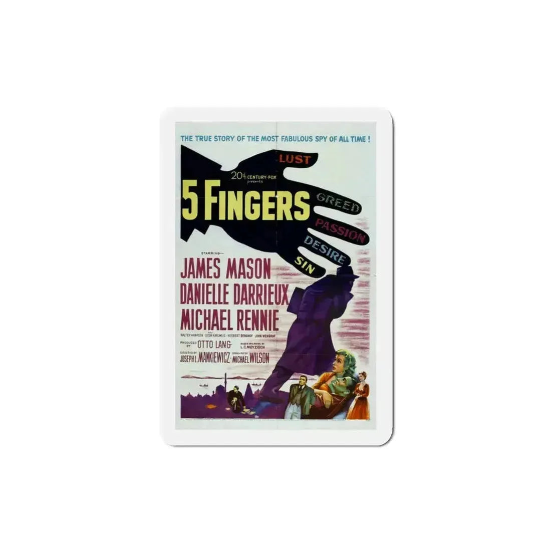 5 Fingers 1952 Movie Poster Refrigerator Magnet - The Sticker Space