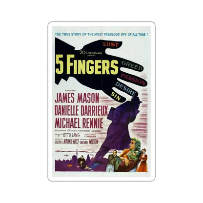 5 Fingers 1952 Movie Poster STICKER Vinyl Die-Cut Decal 4 Inch - The Sticker Space