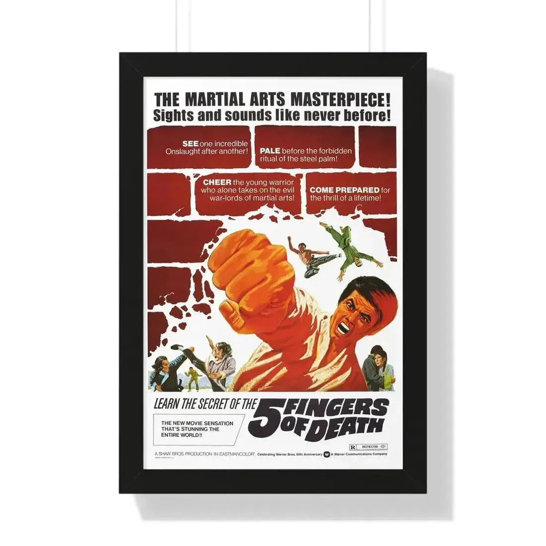 5 FINGERS OF DEATH 1972 - Framed Movie Poster 16″ x 24″ Black - The Sticker Space