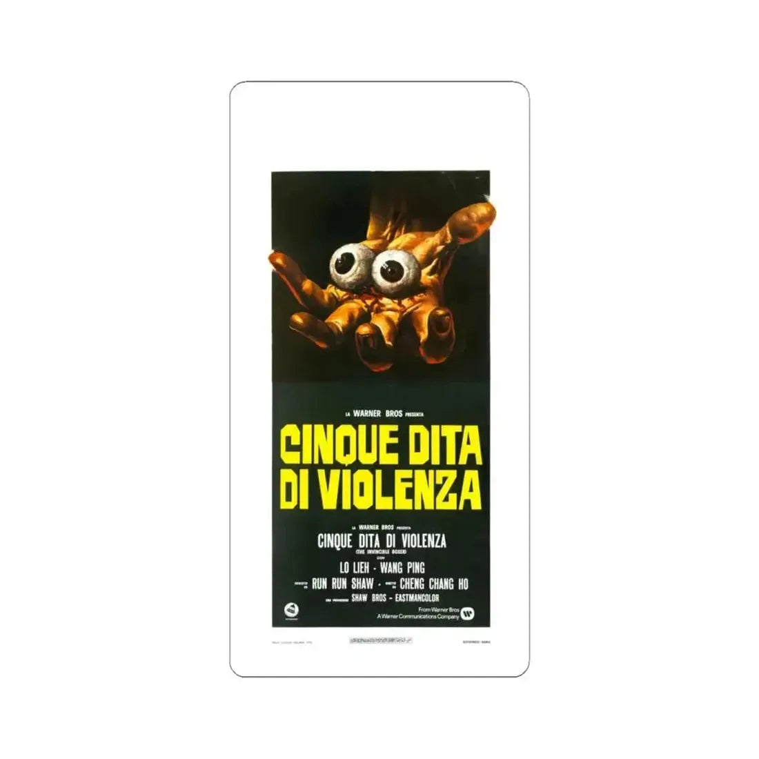 5 FINGERS OF DEATH (ITALIAN) 1972 Movie Poster - STICKER Vinyl Kiss-Cut Decal 4 Inch White - The Sticker Space