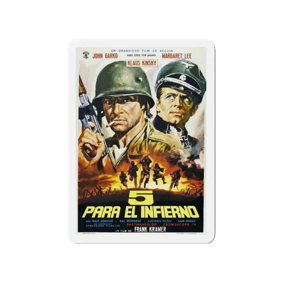 5 FOR HELL 1969 Movie Poster - Refrigerator Magnet 4 Inch - The Sticker Space