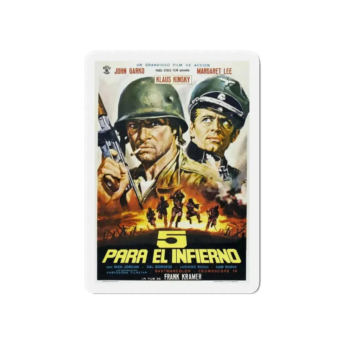 5 FOR HELL 1969 Movie Poster - Refrigerator Magnet 6 Inch - The Sticker Space