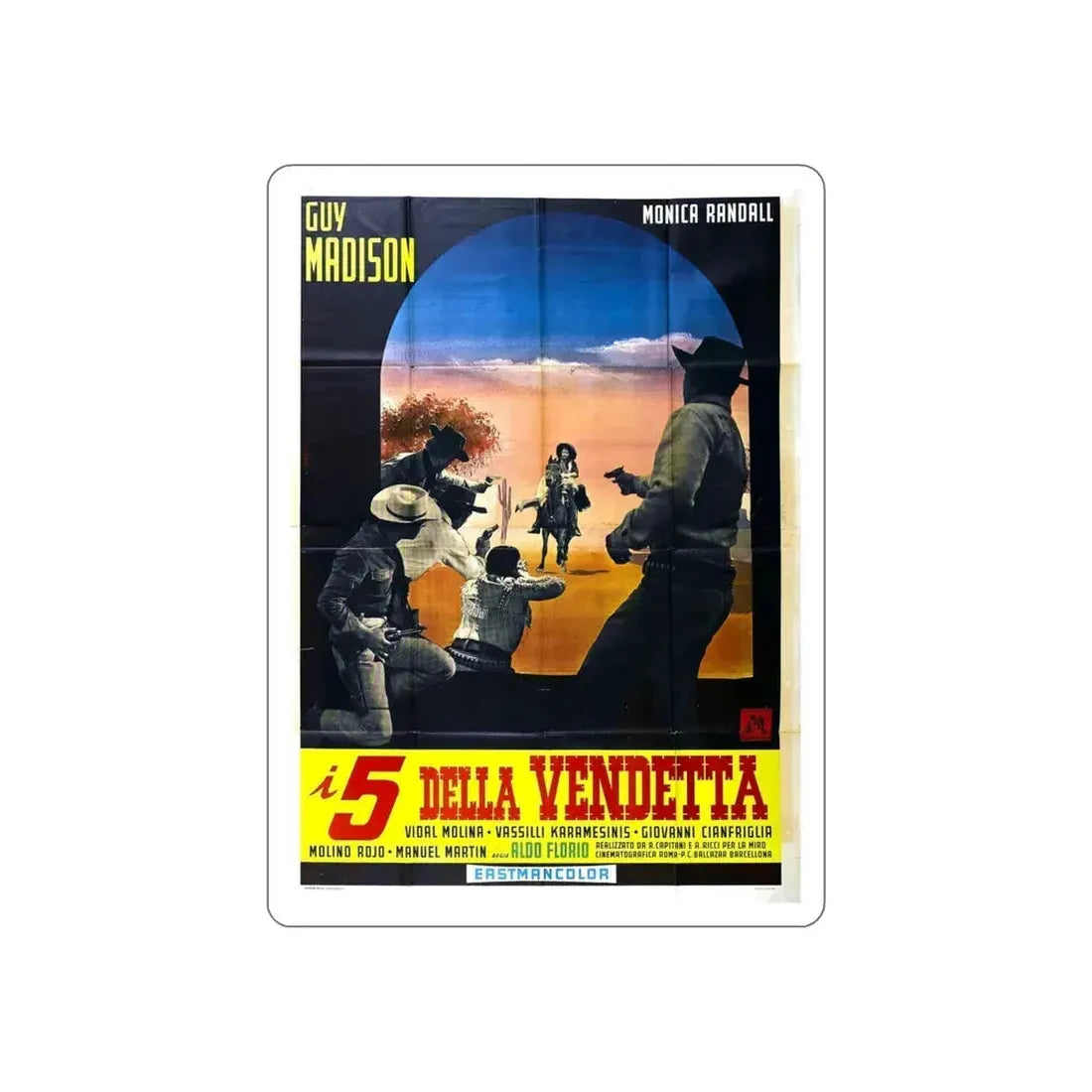 5 FOR REVENGE 1966 Movie Poster STICKER Vinyl Die-Cut Decal 6 Inch - The Sticker Space