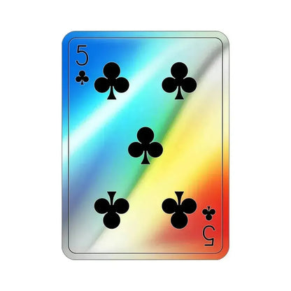 5 of Clubs Playing Card Holographic STICKER Die-Cut Vinyl Decal 5 Inch Holographic - The Sticker Space