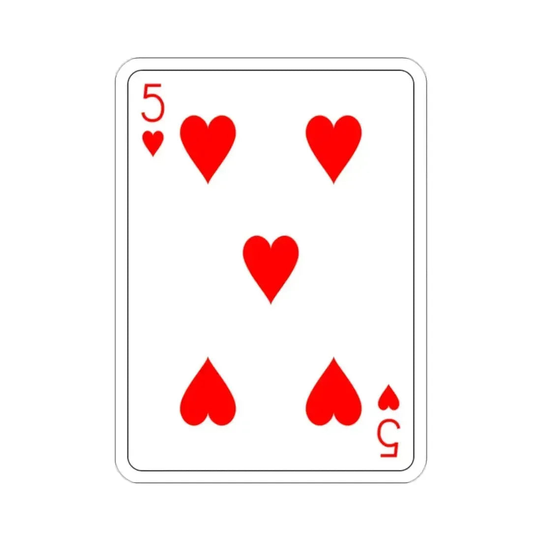 5 of Hearts Playing Card STICKER Vinyl Die-Cut Decal 2 Inch - The Sticker Space