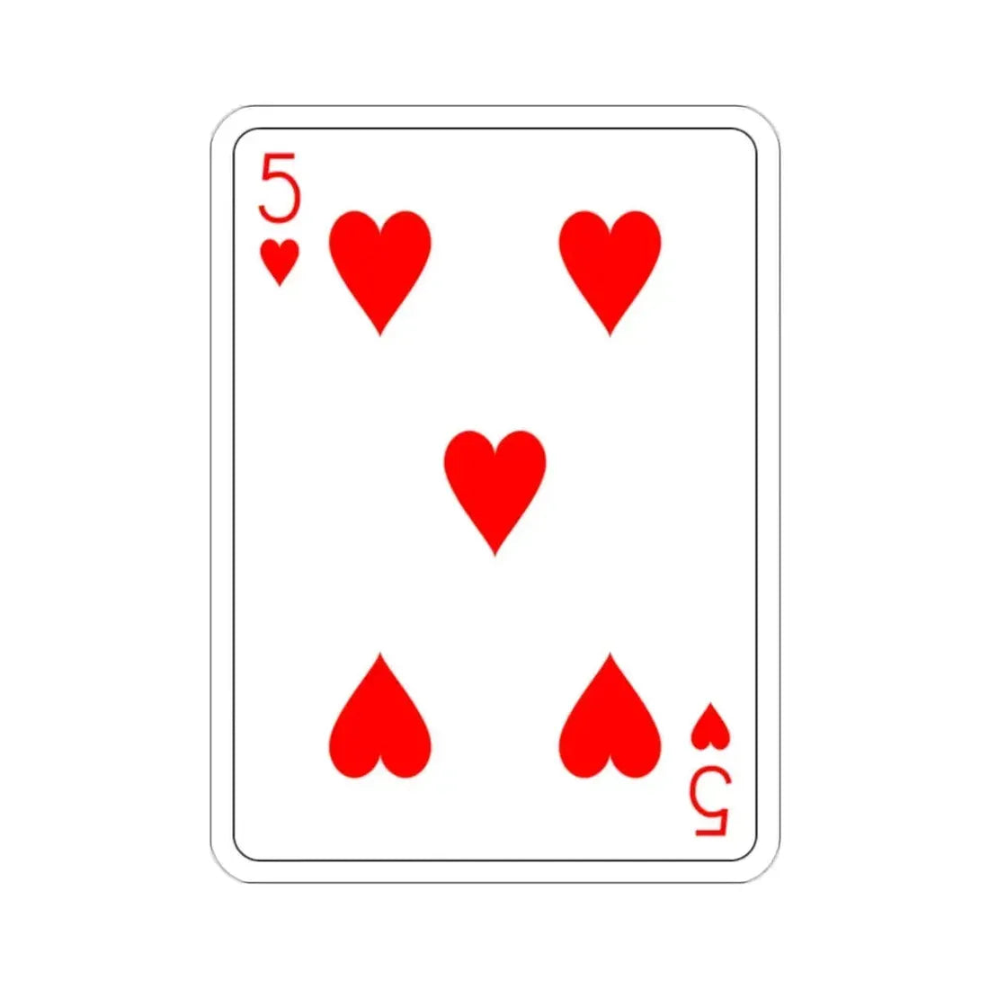 5 of Hearts Playing Card STICKER Vinyl Die-Cut Decal 2 Inch - The Sticker Space