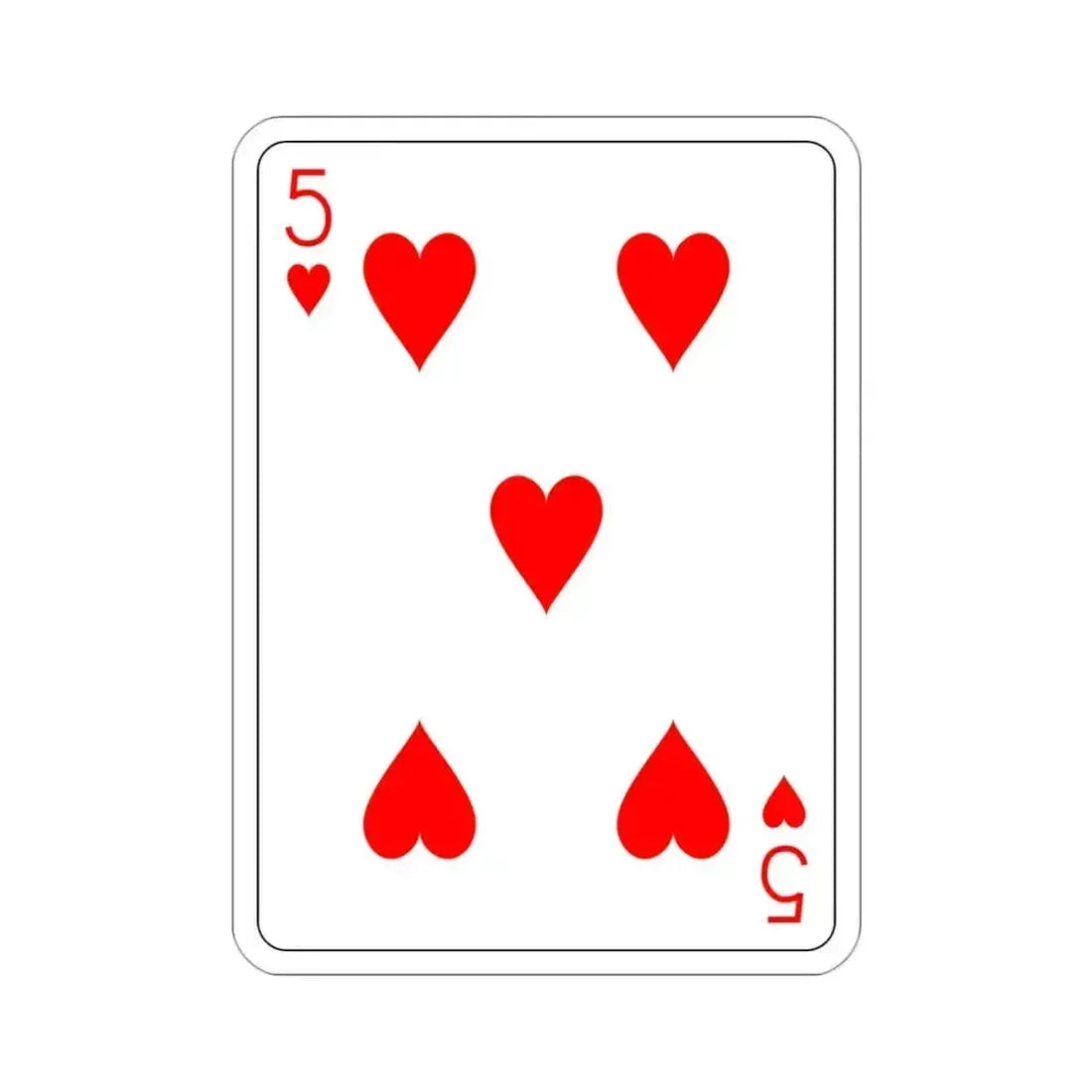 5 of Hearts Playing Card STICKER Vinyl Die-Cut Decal 3 Inch - The Sticker Space