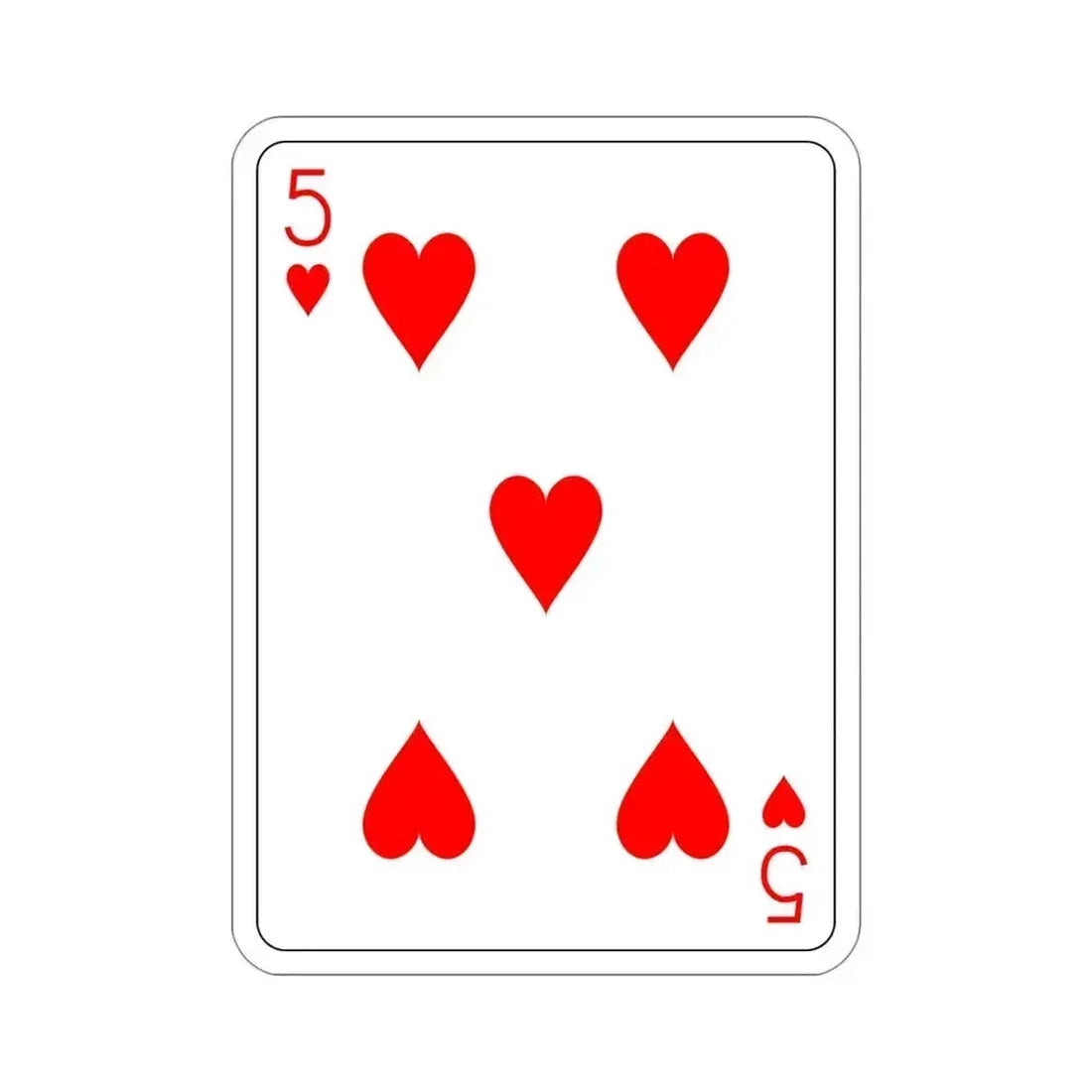 5 of Hearts Playing Card STICKER Vinyl Die-Cut Decal 4 Inch - The Sticker Space