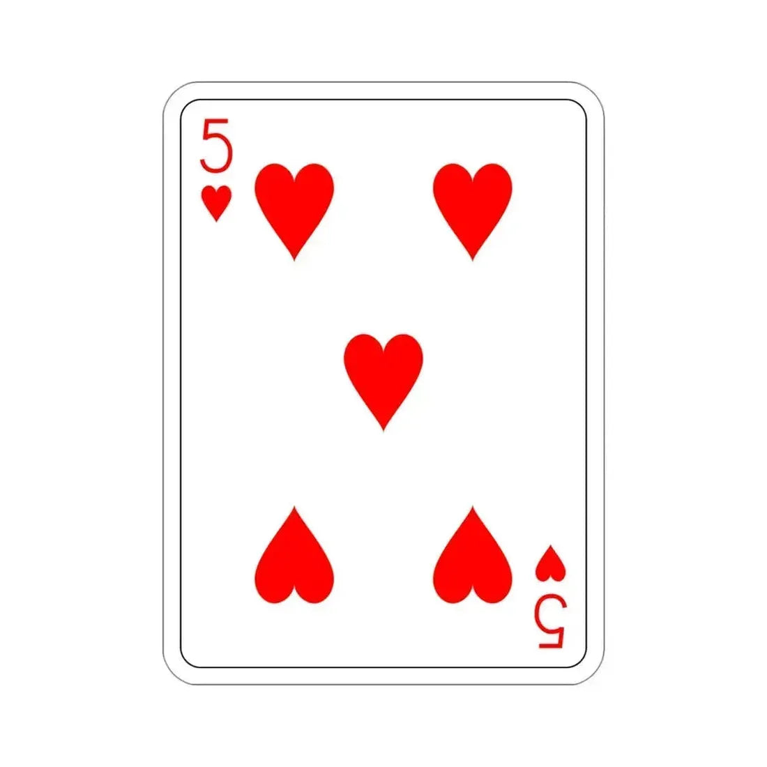 5 of Hearts Playing Card STICKER Vinyl Die-Cut Decal 4 Inch - The Sticker Space